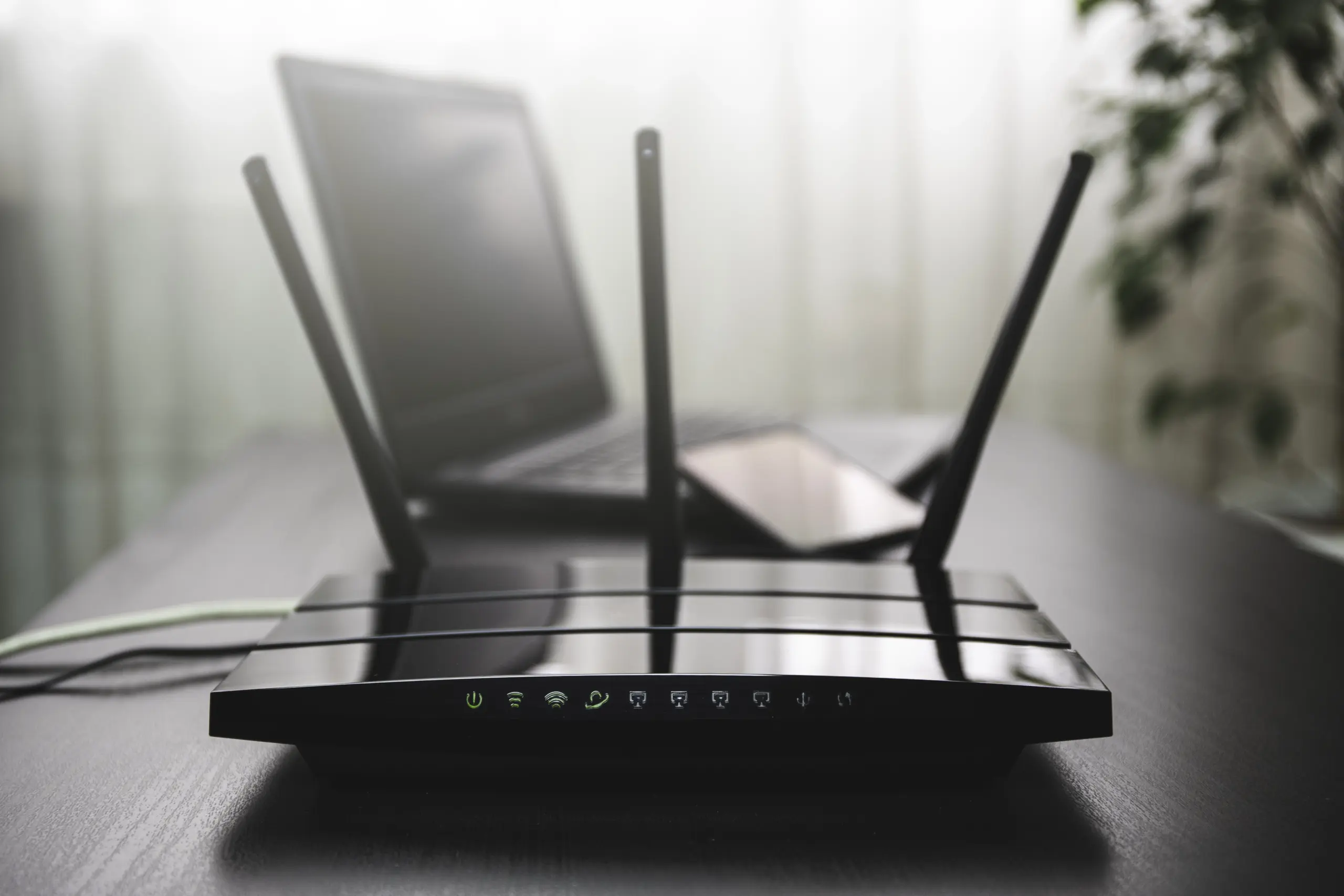 Office network equipment and router in a small business server closet